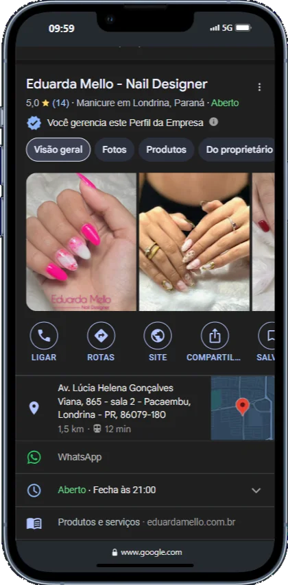 Perfil de Eduarda Mello Nail Designer no Google